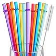12 Pieces 10 Inches Reusable Plastic Straws for Tall Cups and Tumblers