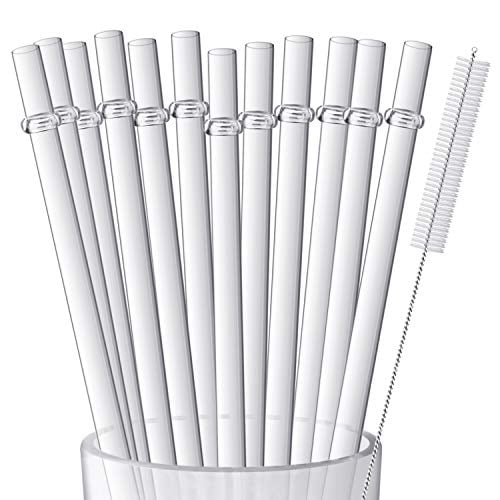 12 Pieces 11 Inches Clear Reusable Plastic Straws for Tall Cups