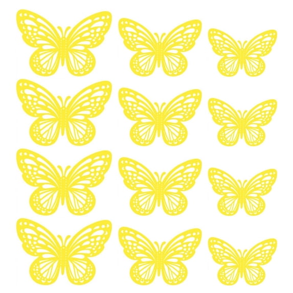 12 Pieces 3D Butterfly Wall Decoration Stickers - 3 Sizes, Multicolor Removable Decor for Room, Cake, Birthday, Party, Bedroom, Wedding (Mixed Colors)