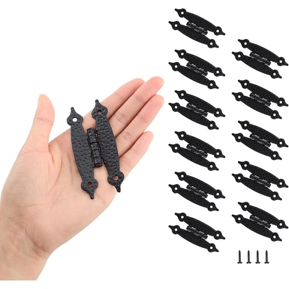 12 Pieces (6 Pairs) Cabinet Hinges, Hammercraft Face Frame Flush Mount H Black Cabinet Hinge, Suitable for Kitchen/Bathroom/Furniture Cabinet and Door-3.5"x1.5"
