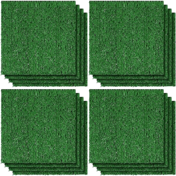 12 Pieces 6 x 6 Inch Artificial Grass Square Mats Fake Grass Tiles Placemats Turf Patch Table Centerpieces Decor Rug for Crafts Miniature Garden Dollhouse DIY Party Indoor Outdoor, Green