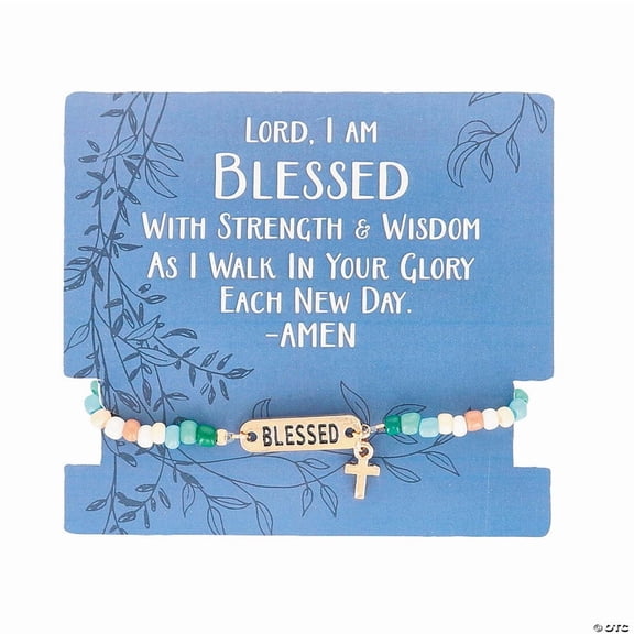 12 Pieces 8" circ. Religious Blessed Bracelets Handout with Card for 12