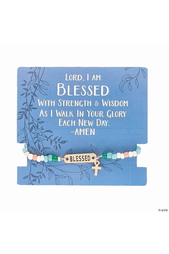 12 Pieces 8" circ. Religious Blessed Bracelets Handout with Card for 12