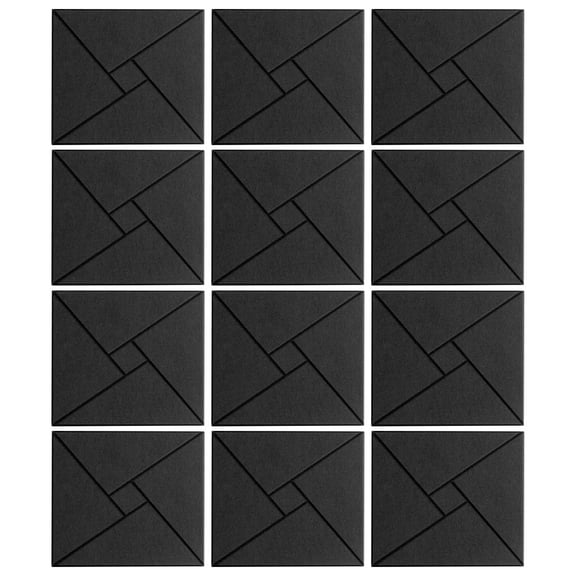 12 Pieces Acoustics Foam Wall Tiles Soundproof Foam Panel Square Wall Panels