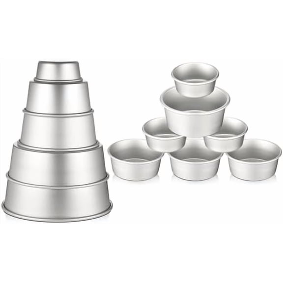 12 Pieces Aluminum Round Cake Pans Set Nonstick Cake Pans Bakeware Sets 4/6 /8/9 /10 Inch Cheesecake Baking Tools for Home Wedding Birthday Party Baking Supplies$$Home Decor, Kitchen, & Other