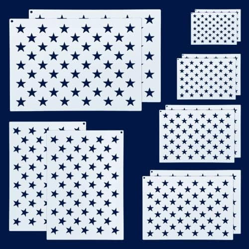 12 Pieces American Flag 50 Star Stencil Templates, 6 Sizes American Flag Templates, Ideal for DIY Crafts Design, Independence Day Project, American Flag Projects$$