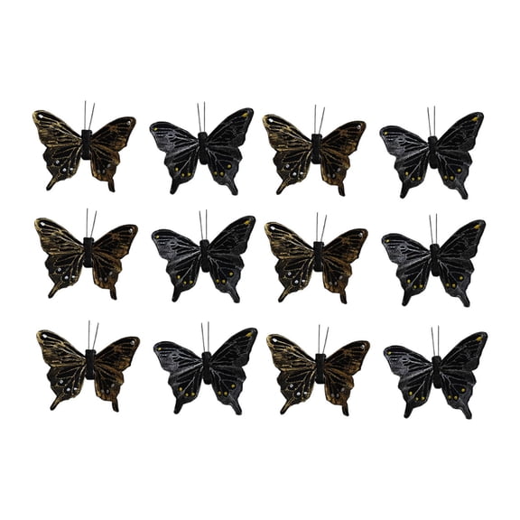 12 Pieces Artificial Butterflies Monarch Decor Craft Models Multifunctional Reusable for Halloween Party Wedding
