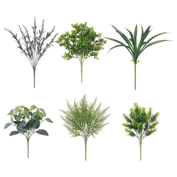 12 Pieces Artificial Greenery Stems 6 Styles for Indoor Outdoor Home and Garden Decor