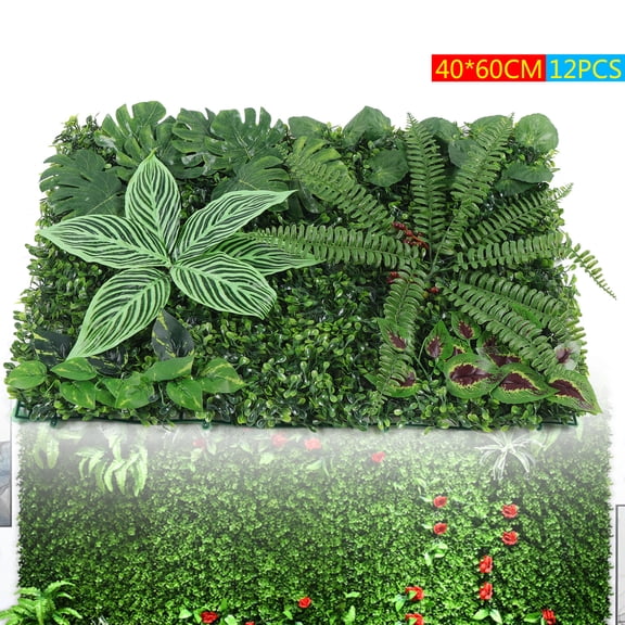 12 Pieces Artificial Hedge Boxwood Panels Artificial Plant Mat Greenery Wall Hedge Grass Fence Foliage Panel Wall Mounted Fence Greenery Panels