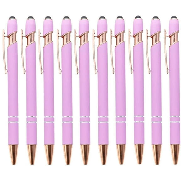 12 Pieces Ballpoint Pen with Stylus Tip, 2 in 1 Stylus Pens Stylish Pen, Metal Stylus Pen for Touch Screens, 1.0 mm Black Ink(Pack of 12/Purple), 6.2Inches