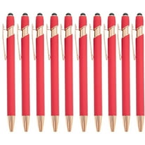 12 Pieces Ballpoint Pen with Stylus Tip, 2 in 1 Stylus Pens Stylish Pen, Metal Stylus Pen for Touch Screens, 1.0 mm Black Ink(Pack of 12，Red)