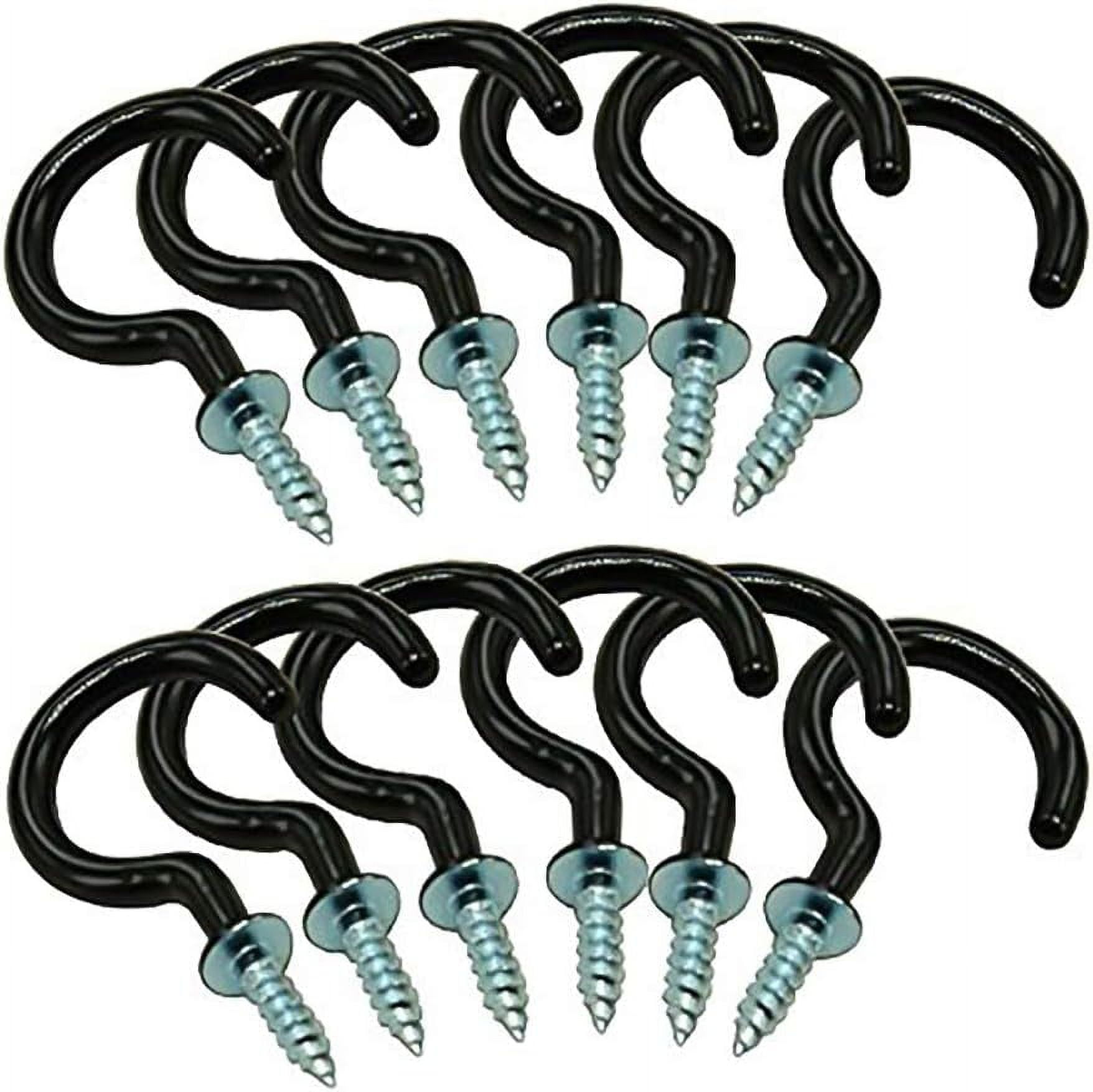 12 Pieces Black Steel Plastic Coated Screw in Eye Hooks Ceiling Hooks