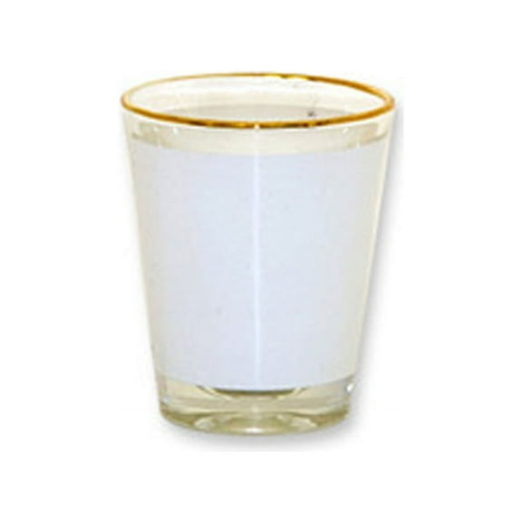 12 Pieces Blank Sublimation Shot Glasses 1.5oz White Patch golden rim Heat Press Thermal Transfer
