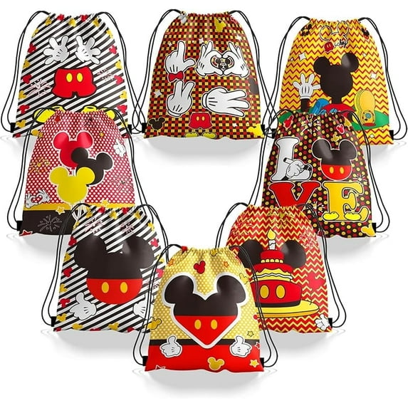 12 Pieces Candy Drawstring Bag Drawstring Goodie Favor Bags for Mouse Birthday Party Decorations-13.3x10.6 IN