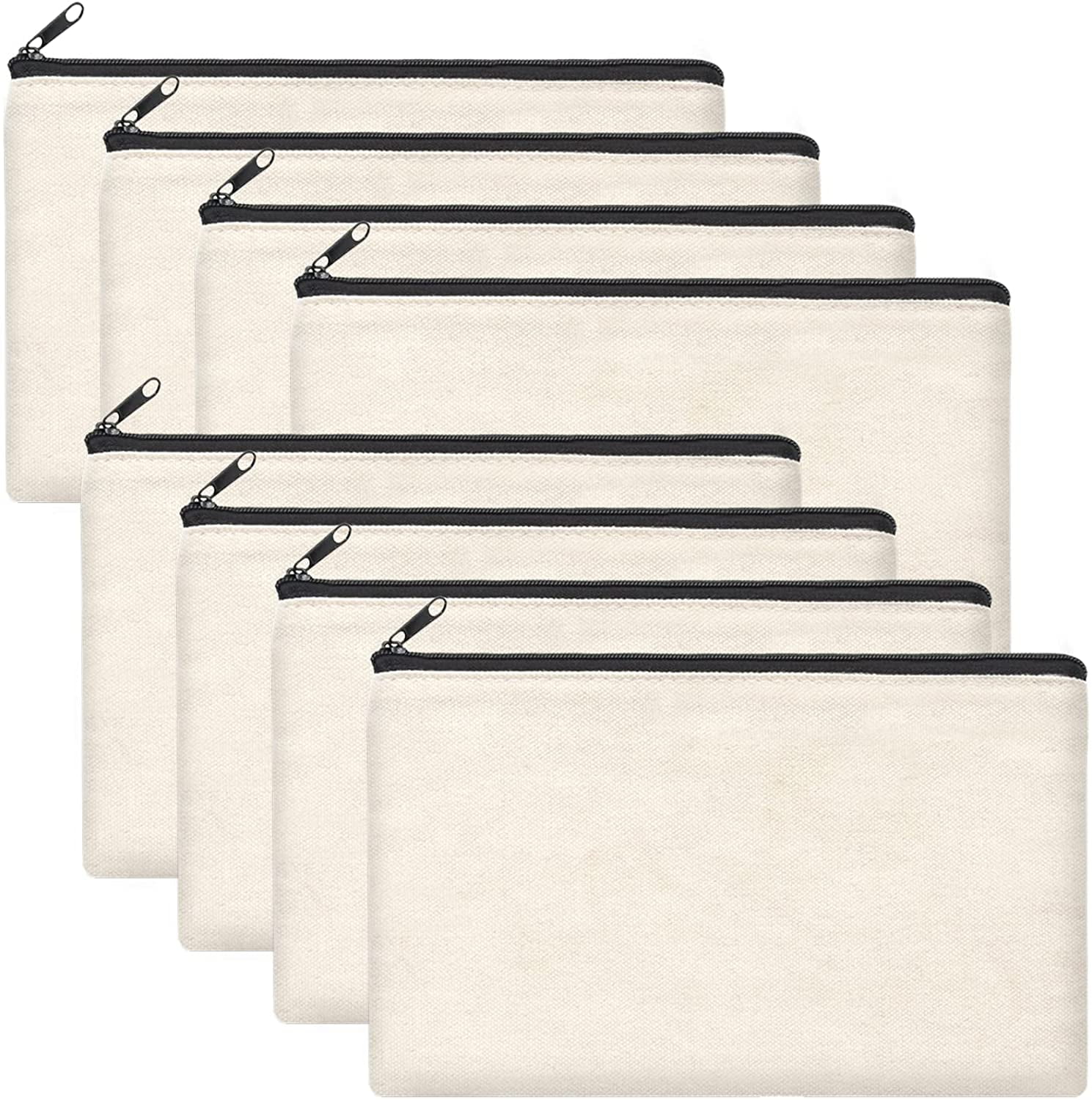 12 Pieces Canvas Pencil Pouch Bulk Beige Blank DIY Craft Bag Canvas Zipper Bags Pencil Case Multipurpose Cosmetic Bag Canvas Makeup Bag Travel Toiletry Bag for Storage 8.3 x 5 inches Walmart