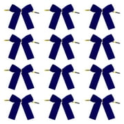 12 Pieces Christmas Bows Velvet Ornaments Tree Decorations Soft Blue Velvet Material for Holiday Party Wreaths