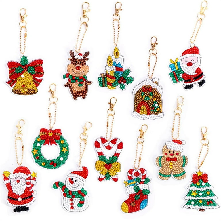 EPDPLAY Christmas Diamond Painting Key Chain Kits, DIY Christmas 5D Double  Sided Diamond Art Keychain, Diamond Art Christmas Hanging Ornaments for