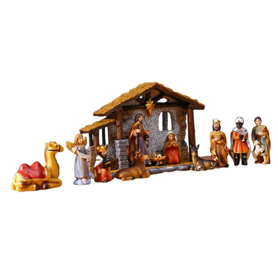 12 Pieces Christmas Nativity Set Holy Family Religious Decor Smooth Texture for Indoor Tabletop Display