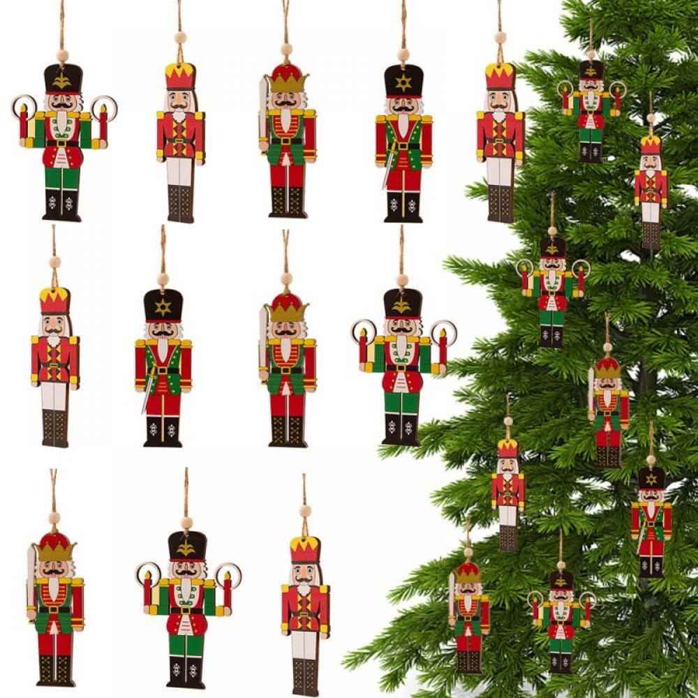 SurpriseSeptember 4-Piece Wooden Nutcracker Ornament Set - 12 Inch Hand-Painted Christmas Soldiers For Decor