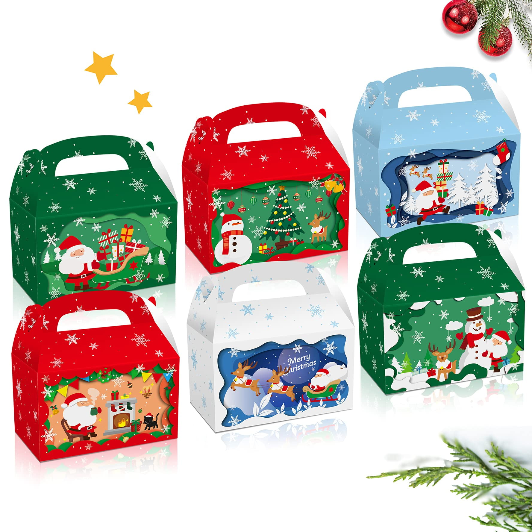 12 Pieces Christmas Paper Candy Gift Boxes Kraft Paper Gift Candy Bags ...