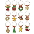 thumbnail image 1 of 12 Pieces Christmas Wine Charms Christmas Wine Glass Markers Holiday Wine Charms Stem Glass Charms Drink Identifier for Birthday Wedding Anniversary Christmas Thanksgiving Parties, 1 of 7