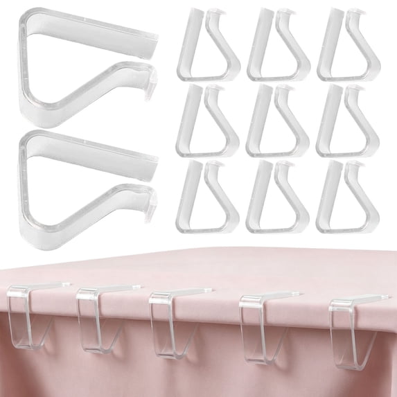 12 Pieces Clear Tablecloth Clips, Durable Plastic Tablecloth Clips, Windproof Table Cover Holders, Reusable Table Skirt Clamps Fit 35mm to 55mm Table Edges for Picnic Wedding Camping Outdoor,12PC