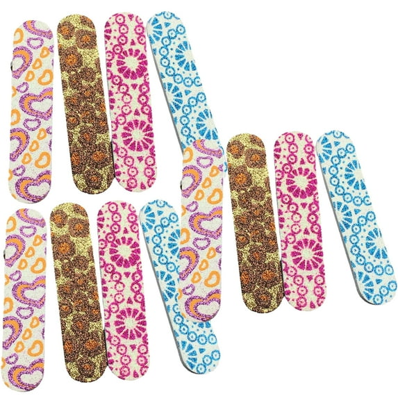 12 Pieces Colorful Girly Mini Emery Nail Files Pairs Toe Separators Manicure/ Pedicure Kit