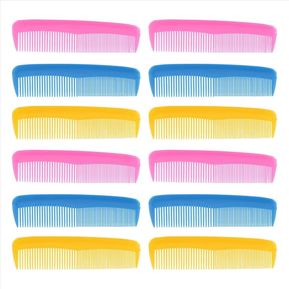 12 Pieces Colorful Hair Combs Set for Kids Women Men Colorful Plastic Fine Dressing Comb (Pink, Yellow, Blue)