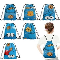 12 Pieces Cookie Candy Drawstring Bag, Blue Drawstring Goodie Favor Bags for Kids Birthday Party Decorations 10.6x13.4inch