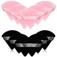 thumbnail image 1 of 12 Pieces Cosmetic Powder Puff,2.76 inch Portable Soft Sponge Setting Face Puffs,Triangle Velvet Powder Puff with Ribbon Band Handle for Loose Powder Body Powder Makeup Tool(Black,Pink), 1 of 5