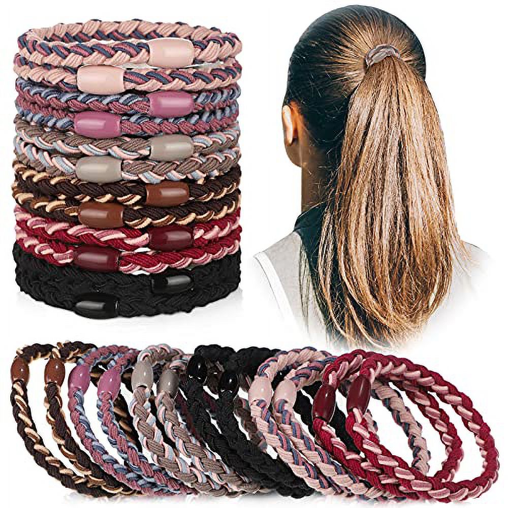 12 Pieces Cotton Hair Ties Braided Hair Bands Elastic Hair Ties Ropes