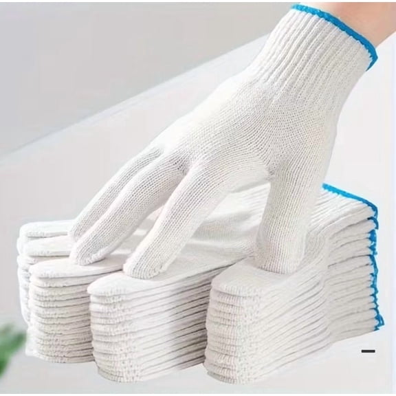 12 Pieces, Cotton Yarn Protective Gloves for Men and Women, BBQ Work, Construction Safety, Factory, Labor Protection, Gardening, Farm, Ranch, Warehouse