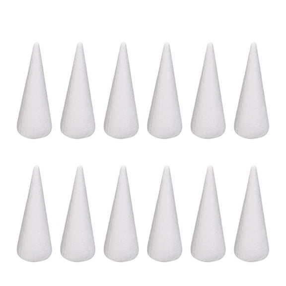 12 Pieces Craft Foam Cones White Polystyrene Cones Decors Foam Tree Cones Christmas Tree for Festival, Classroom Activities 9.8cm