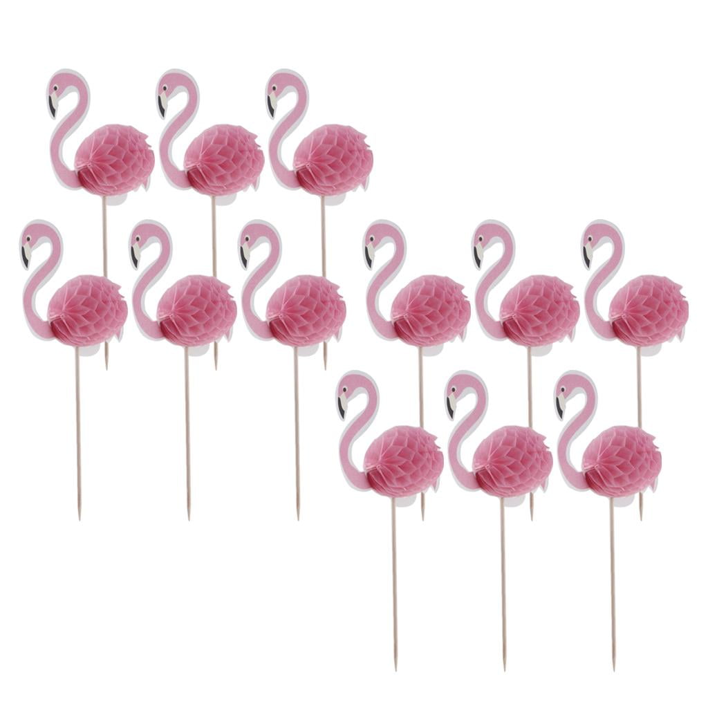 12 Pieces Cute Paper Tropical Themed Flamingo for Donuts, Flamingo for Birthday Parties (Flamingo)
