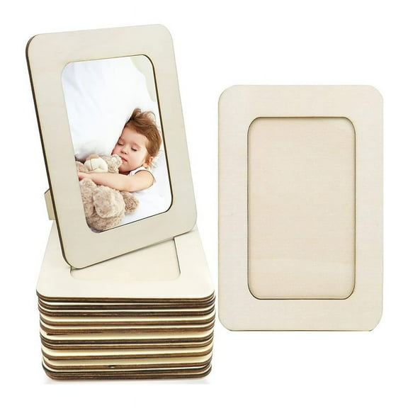 12 Pieces DIY Wood Picture Frames Unfinished Solid Photo for 4 X 6 in Photos, Standing