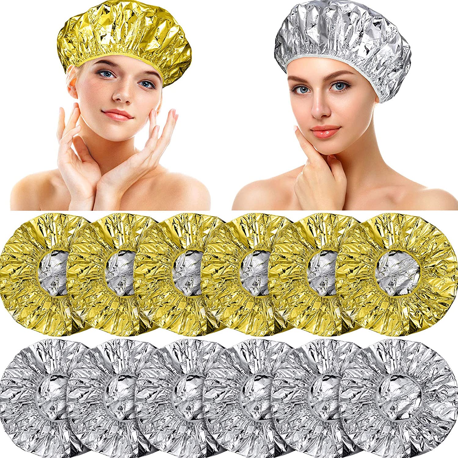 12 Pieces Deep Conditioning Caps Aluminum Foil Reusable Hair Processing