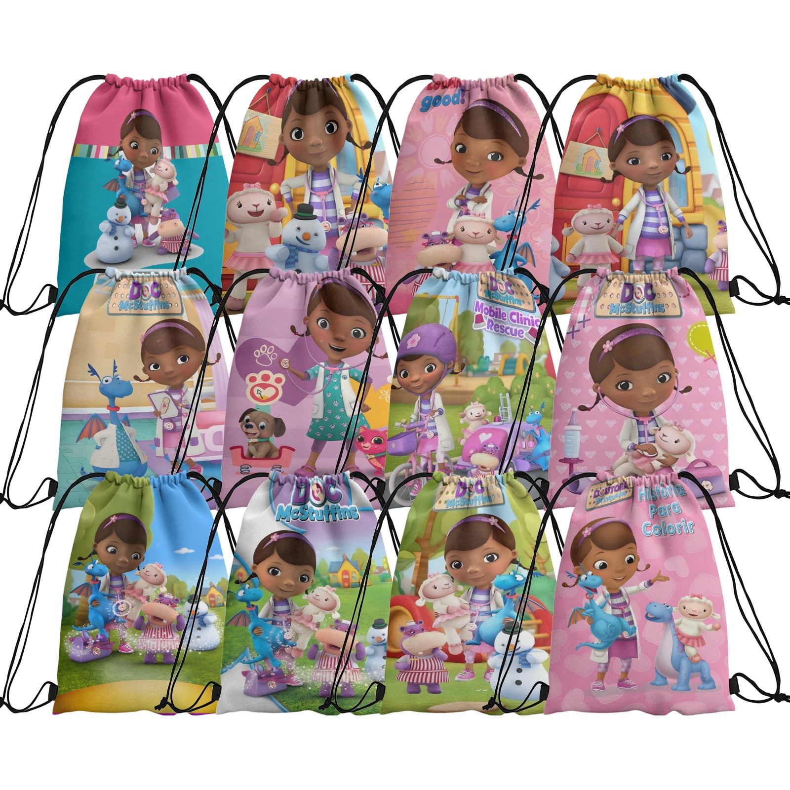 12 Pieces Doc Mcstuffins Candy Drawstring Bag, Drawstring Goodie Favor ...