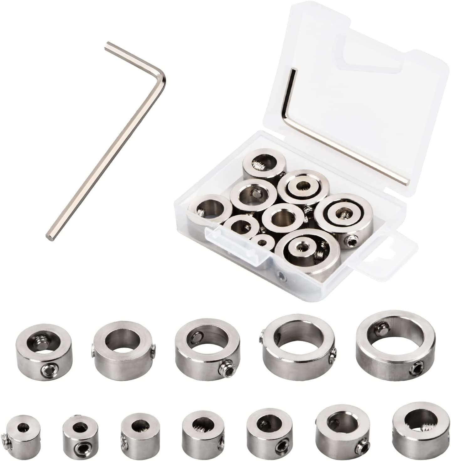 12 Pieces Drill Positioner, 316mm Depth Stop Collars with Hex Wrench