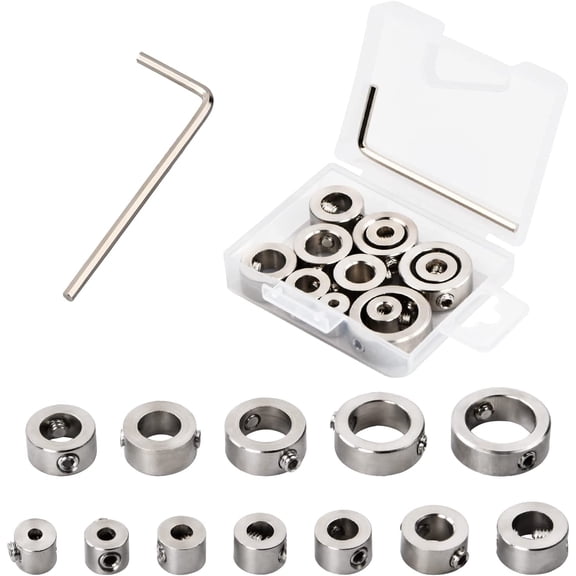 12 Pieces Drill Positioner, 3-16mm Depth Stop Collars with Hex Wrench, Stainless Steel Drilling Depth Stop Ring for Woodworking Drill Bits