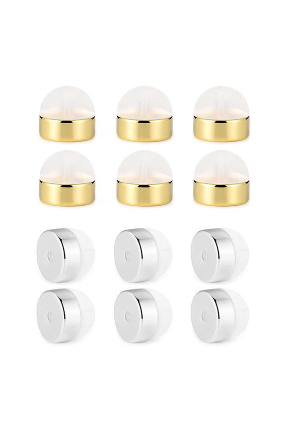 12 Pieces Earring Backs Silicone Flat Earring Backs for Studs Post Clear Silver