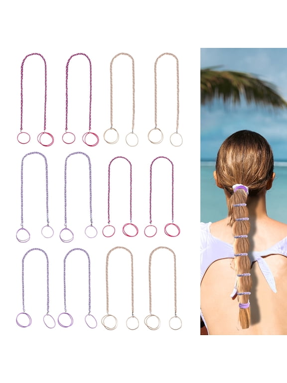 12 Pieces Elastic Spiral Hair Ties for Sport 25.1" & 35", Colorful No Damage Braided Ponytail Holders Wrap for Thick Curly Thin Long Hair Swimming Riding Diving Surfing