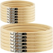 12 Pieces Embroidery Hoops, Bamboo Frame Circle Cross Stitch Hoop Ring Embroidery Hoops Set for Embroidery and Cross Stitch Bamboo, 3IN *6 + 6IN *6