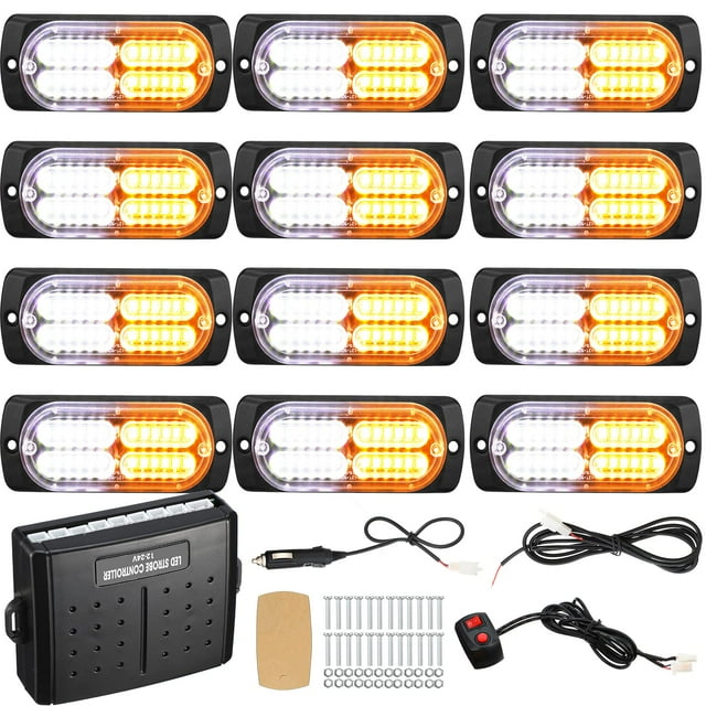 12 Pieces Emergency Lights STF9 for Vehicles Truck Strobe Lights Flush