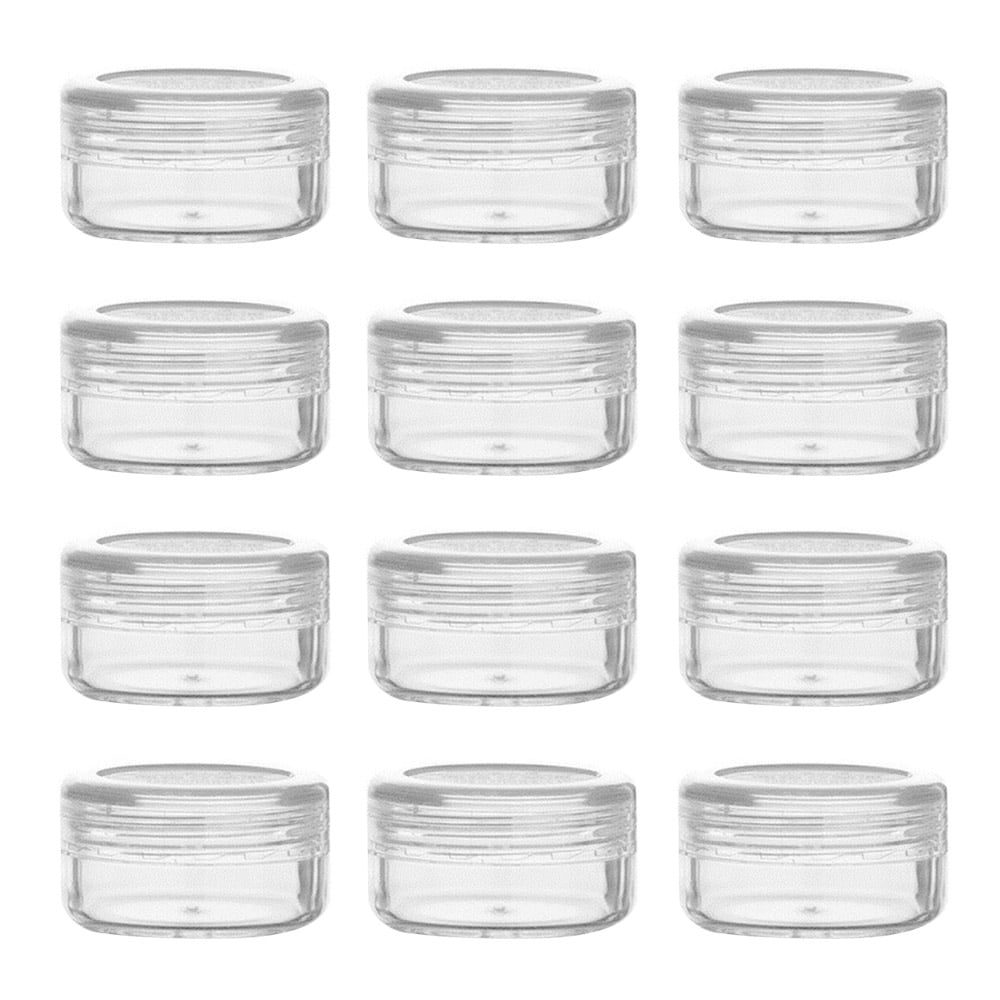 24pc Round Clear Plastic Storage Containers with Screw-On Lid Small Empty Breads
