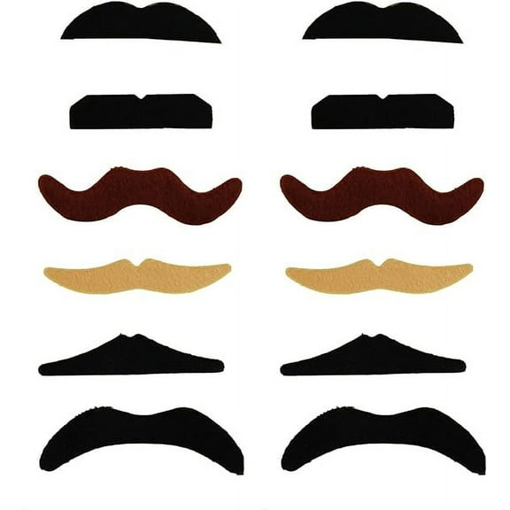 12 Pieces Fake Mustaches, Self Adhesive Novelty Moustaches Party Halloween Costume for Adult Unisex