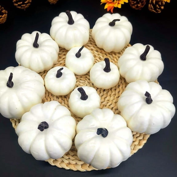 12 Pieces Fake Pumpkins Model Artificial Pumpkins for Halloween Wedding Fall