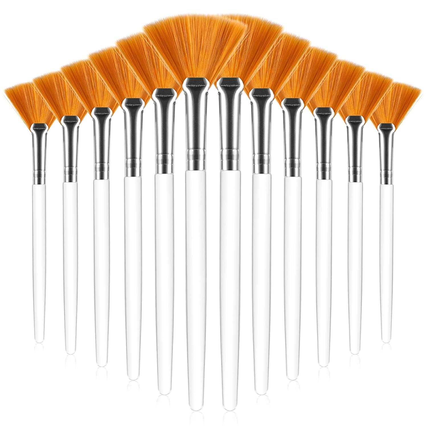 12 Pieces Fan Mask Brush Professional Facial Mask Brushes Synthetic