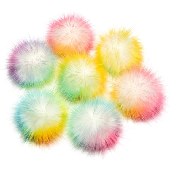 12 Pieces Faux Fur Pom Pom Balls Fur Fluffy Pompom Ball with Elastic Loop for Hats Shoes Scarves Gloves Scarves Bag Key Chain Charms Accessories