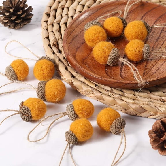 12 Pieces Felt Acorn Ornaments Fall Hanging Ornaments Felt Pinecone for Xmas Tree Decoration, with Rope, Farmhouse Artificial Acorn Room Woodland Party Decor for Fall Christmas