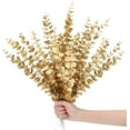 thumbnail image 1 of 12 Pieces Gold Artificial Eucalyptus Stems Faux Eucalyptus Spray Fake Leaves Decor Fall Faux Floral Arrangement Artificial Eucalyptus Flower for Wedding Party Bouquet Home Farmhouse Vase DIY Craft, 1 of 5